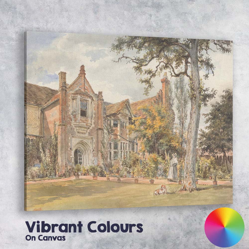 Historic Manor House Garden Watercolour Country Estate Canvas Wall Art Print Decor Picture Ready to Hang