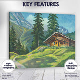 Alpine Mountain Chalet Impressionist Landscape Painting Canvas Wall Art Print Decor Picture Ready to Hang