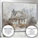 Weathered Victorian Farmhouse Watercolour Collage Rustic Country Home Canvas Wall Art Print Decor Picture Ready to Hang