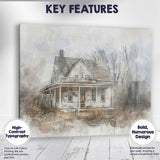 Weathered Victorian Farmhouse Watercolour Collage Rustic Country Home Canvas Wall Art Print Decor Picture Ready to Hang