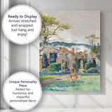 Historic Manor House Landscape Watercolour Painting With Grazing Horse Canvas Wall Art Print Decor Picture Ready to Hang