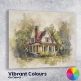 Charming Country Farmhouse Watercolour Mixed Media Illustration Canvas Wall Art Print Decor Picture Ready to Hang