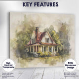 Charming Country Farmhouse Watercolour Mixed Media Illustration Canvas Wall Art Print Decor Picture Ready to Hang