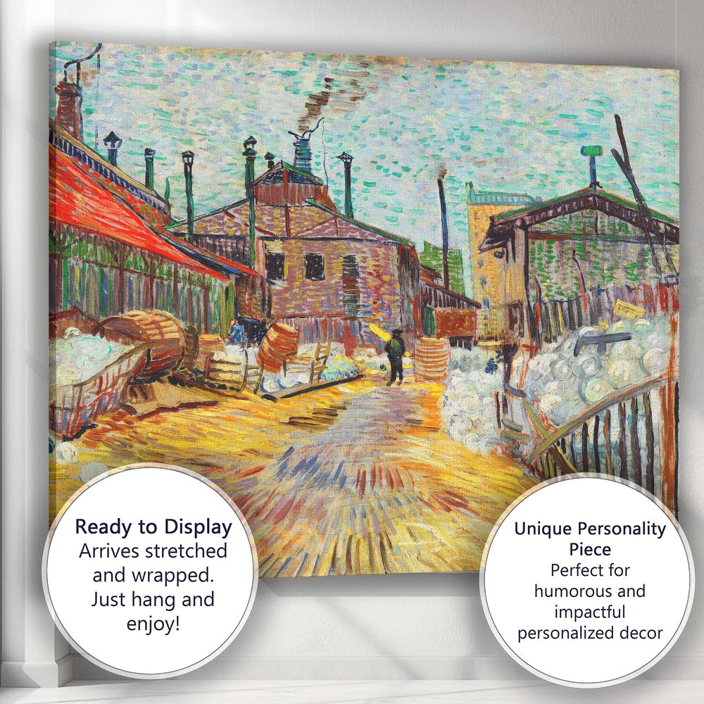 Colourful Industrial Canal Scene Impressionist Cityscape Painting Canvas Wall Art Print Decor Picture Ready to Hang