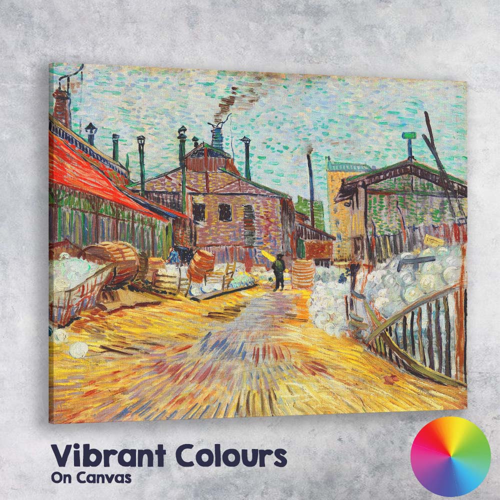 Colourful Industrial Canal Scene Impressionist Cityscape Painting Canvas Wall Art Print Decor Picture Ready to Hang