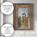 Victorian Garden View Through Open French Doors Canvas Wall Art Print Decor Picture Ready to Hang