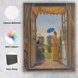 Victorian Garden View Through Open French Doors Canvas Wall Art Print Decor Picture Ready to Hang