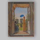 Victorian Garden View Through Open French Doors Canvas Wall Art Print Decor Picture Ready to Hang
