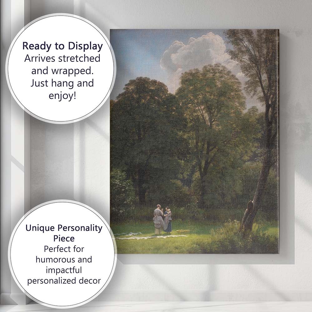 Pastoral Forest Clearing Mother And Child Landscape Canvas Wall Art Print Decor Picture Ready to Hang