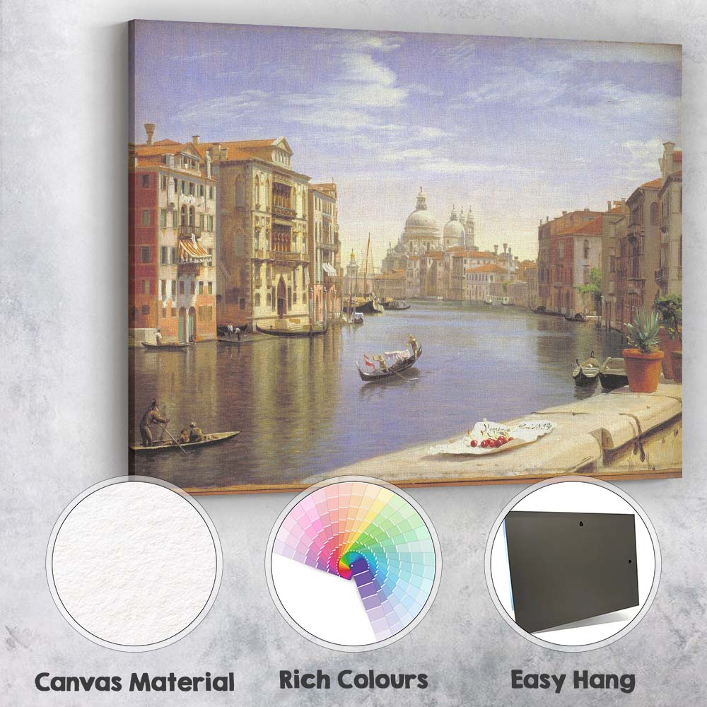 Venetian Grand Canal Cityscape Gondola Architectural Oil Painting Canvas Wall Art Print Decor Picture Ready to Hang