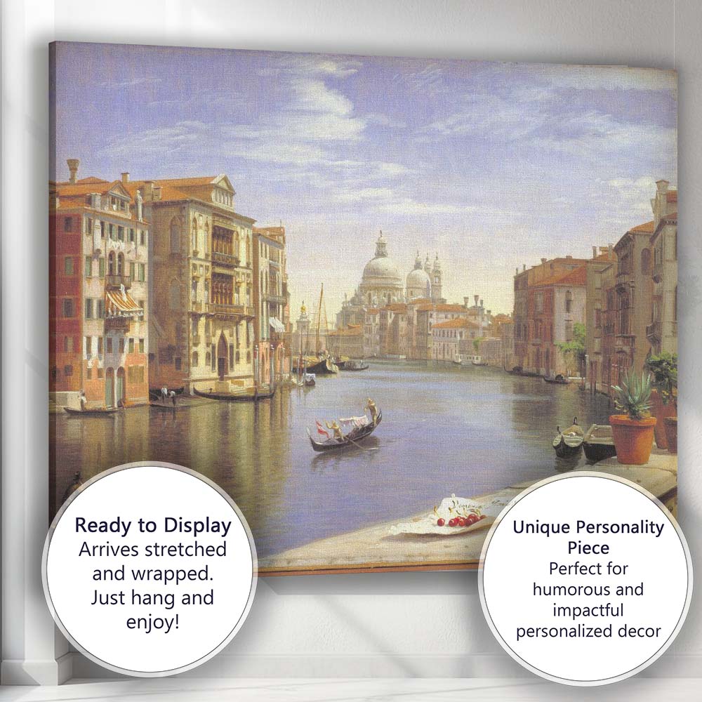 Venetian Grand Canal Cityscape Gondola Architectural Oil Painting Canvas Wall Art Print Decor Picture Ready to Hang