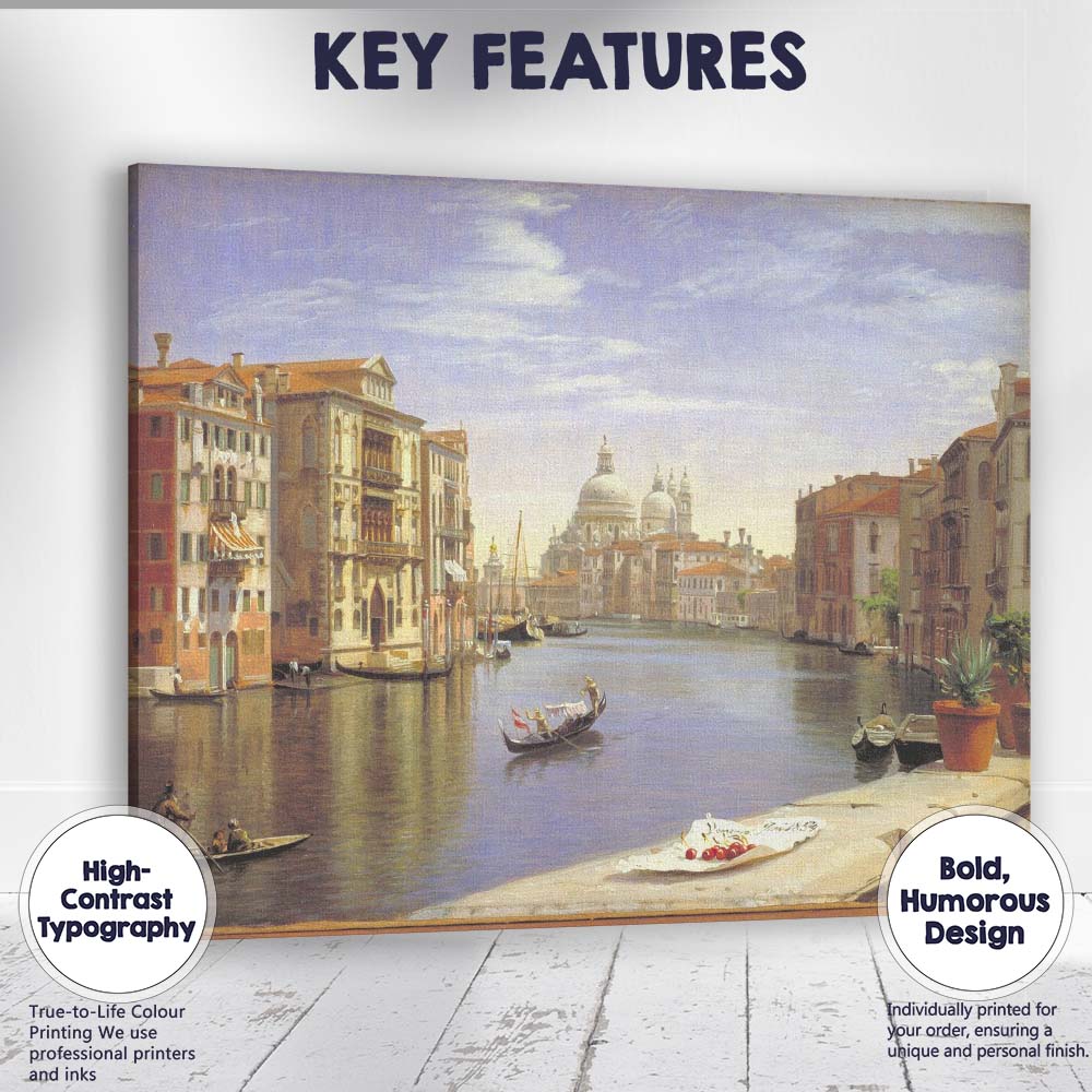 Venetian Grand Canal Cityscape Gondola Architectural Oil Painting Canvas Wall Art Print Decor Picture Ready to Hang