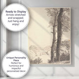 Majestic Woodland Tree Trunks Scenic Countryside Drawing Canvas Wall Art Print Decor Picture Ready to Hang