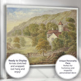 Peaceful Country Manor Hillside Landscape Watercolour Painting Canvas Wall Art Print Decor Picture Ready to Hang
