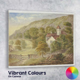 Peaceful Country Manor Hillside Landscape Watercolour Painting Canvas Wall Art Print Decor Picture Ready to Hang