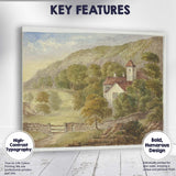 Peaceful Country Manor Hillside Landscape Watercolour Painting Canvas Wall Art Print Decor Picture Ready to Hang