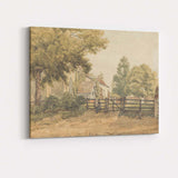 Peaceful Village Churchyard Gate Country Watercolour Landscape Canvas Wall Art Print Decor Picture Ready to Hang