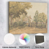 Peaceful Village Churchyard Gate Country Watercolour Landscape Canvas Wall Art Print Decor Picture Ready to Hang