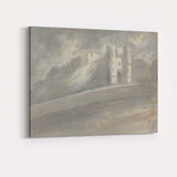 Dramatic Castle Gate Fortress Misty Watercolour Landscape Canvas Wall Art Print Decor Picture Ready to Hang