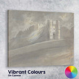 Dramatic Castle Gate Fortress Misty Watercolour Landscape Canvas Wall Art Print Decor Picture Ready to Hang