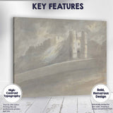 Dramatic Castle Gate Fortress Misty Watercolour Landscape Canvas Wall Art Print Decor Picture Ready to Hang
