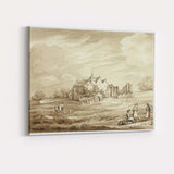 Pastoral Abbey Ruins Countryside Sepia Wash Landscape Canvas Wall Art Print Decor Picture Ready to Hang