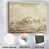 Pastoral Abbey Ruins Countryside Sepia Wash Landscape Canvas Wall Art Print Decor Picture Ready to Hang