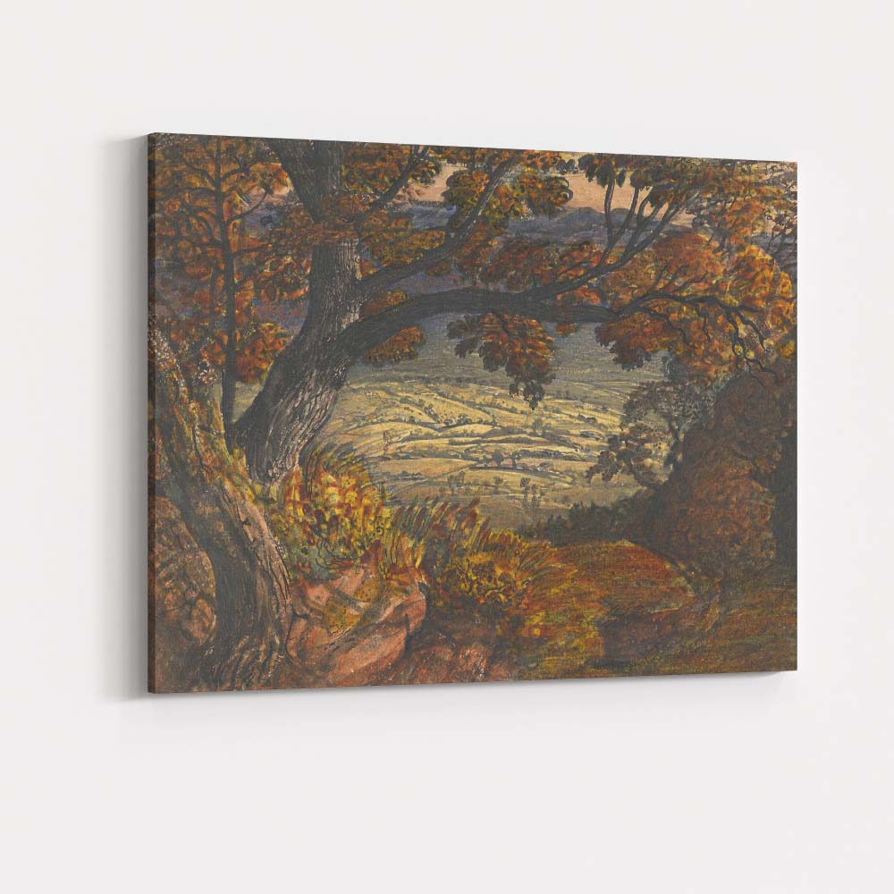 Autumn Woodland Valley Scenic Landscape Painting Canvas Wall Art Print Decor Picture Ready to Hang