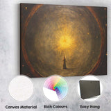 Golden Celestial Light Divine Figure Mystical Cosmic Abstract Painting Canvas Wall Art Print Decor Picture Ready to Hang