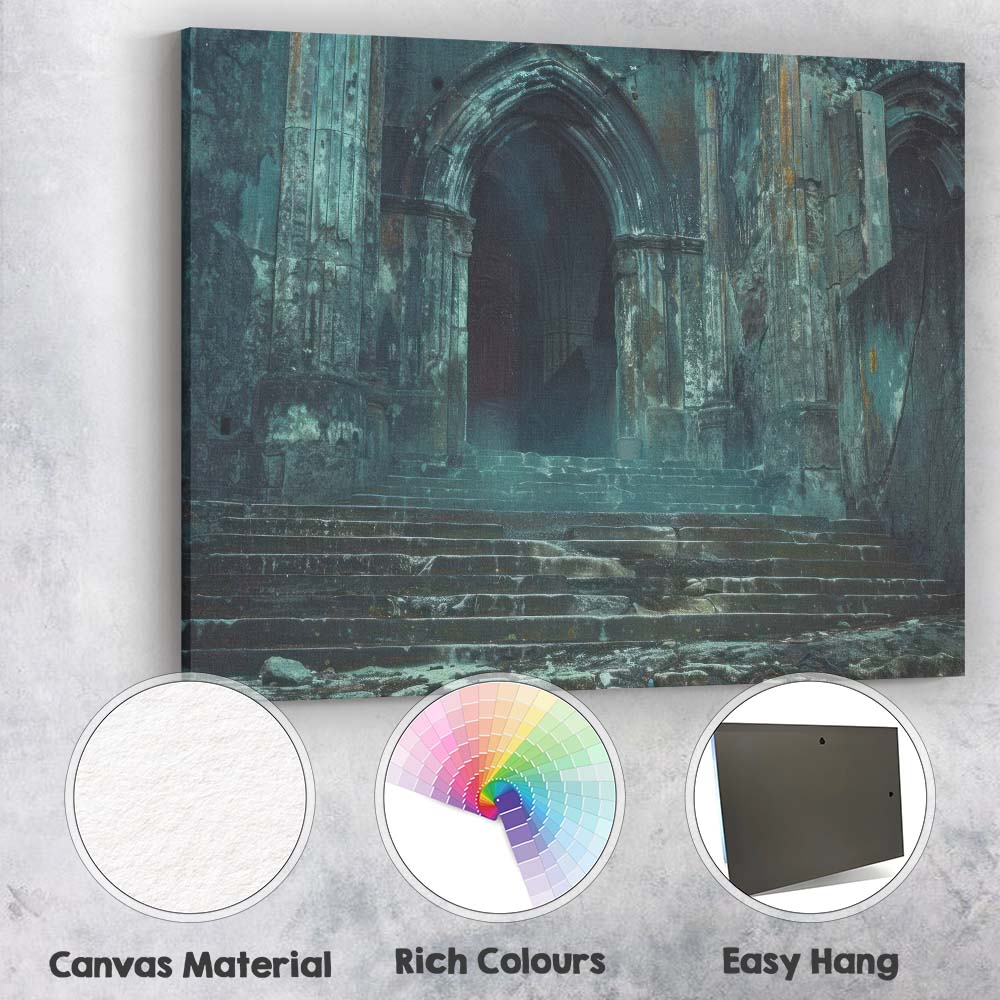 Haunted Gothic Stone Archway Ruins Atmospheric Fantasy Landscape Canvas Wall Art Print Decor Picture Ready to Hang