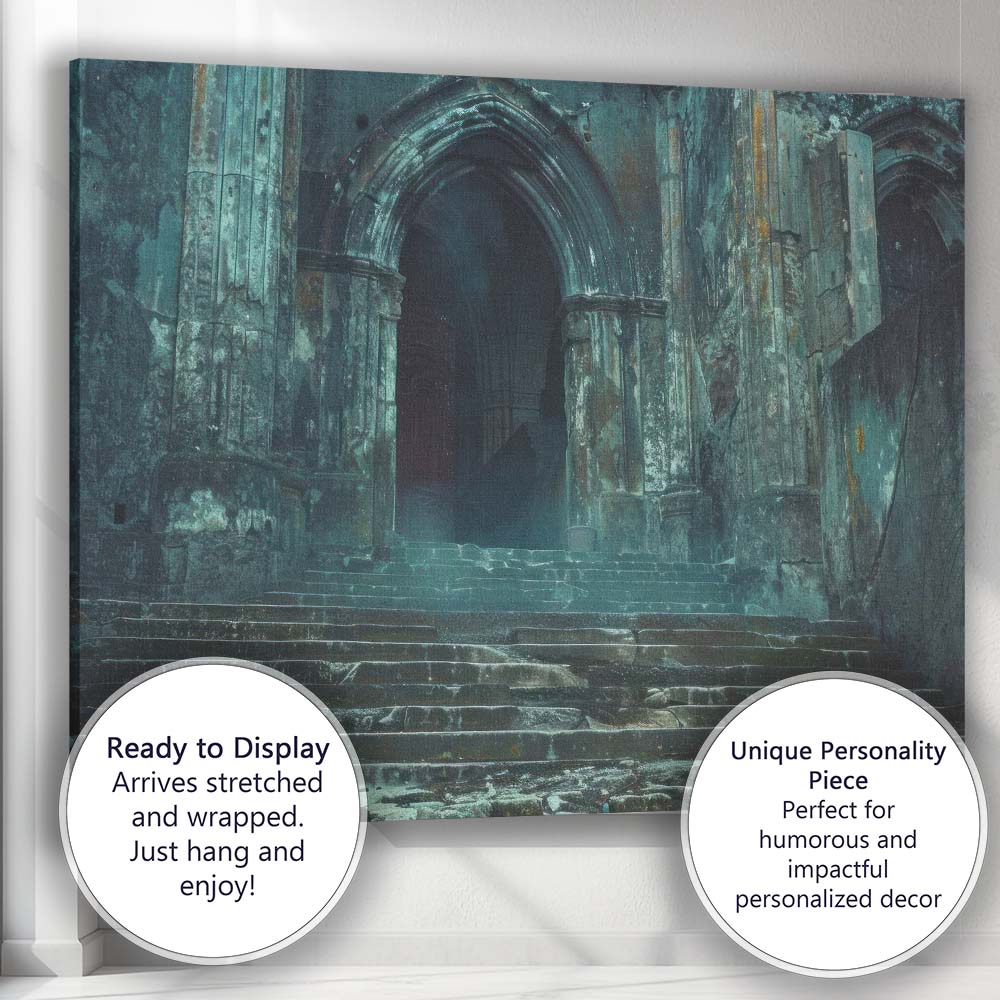 Haunted Gothic Stone Archway Ruins Atmospheric Fantasy Landscape Canvas Wall Art Print Decor Picture Ready to Hang