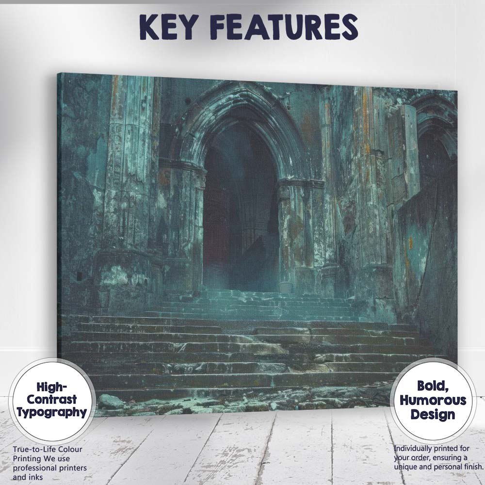 Haunted Gothic Stone Archway Ruins Atmospheric Fantasy Landscape Canvas Wall Art Print Decor Picture Ready to Hang