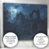 Moonlit Gothic Mansion Ruins Night Sky Dark Fantasy Landscape Canvas Wall Art Print Decor Picture Ready to Hang