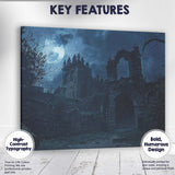 Moonlit Gothic Mansion Ruins Night Sky Dark Fantasy Landscape Canvas Wall Art Print Decor Picture Ready to Hang