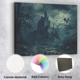 Victorian Gothic Castle Bats Full Moon Haunted Night Scene Canvas Wall Art Print Decor Picture Ready to Hang