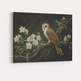 Barn Owl White Blossom Botanical Nature Painting Canvas Wall Art Print Decor Picture Ready to Hang