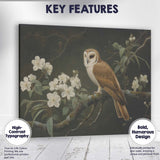 Barn Owl White Blossom Botanical Nature Painting Canvas Wall Art Print Decor Picture Ready to Hang