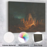 Moonlit Woodland Campfire Historical Gathering Night Scene Canvas Wall Art Print Decor Picture Ready to Hang