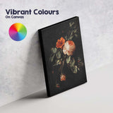 Dark Floral Still Life Rose Blossom Butterfly Painting Canvas Wall Art Print Decor Picture Ready to Hang