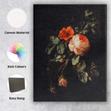 Dark Floral Still Life Rose Blossom Butterfly Painting Canvas Wall Art Print Decor Picture Ready to Hang