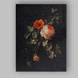 Dark Floral Still Life Rose Blossom Butterfly Painting Canvas Wall Art Print Decor Picture Ready to Hang
