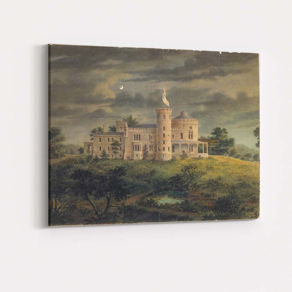 Historic Castle Estate Landscape Watercolour Countryside Painting Canvas Wall Art Print Decor Picture Ready to Hang