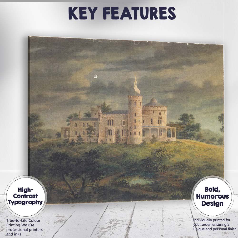 Historic Castle Estate Landscape Watercolour Countryside Painting Canvas Wall Art Print Decor Picture Ready to Hang