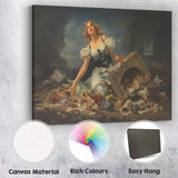 Melancholic Romantic Woman Among Coastal Debris Oil Painting Canvas Wall Art Print Decor Picture Ready to Hang