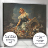 Melancholic Romantic Woman Among Coastal Debris Oil Painting Canvas Wall Art Print Decor Picture Ready to Hang