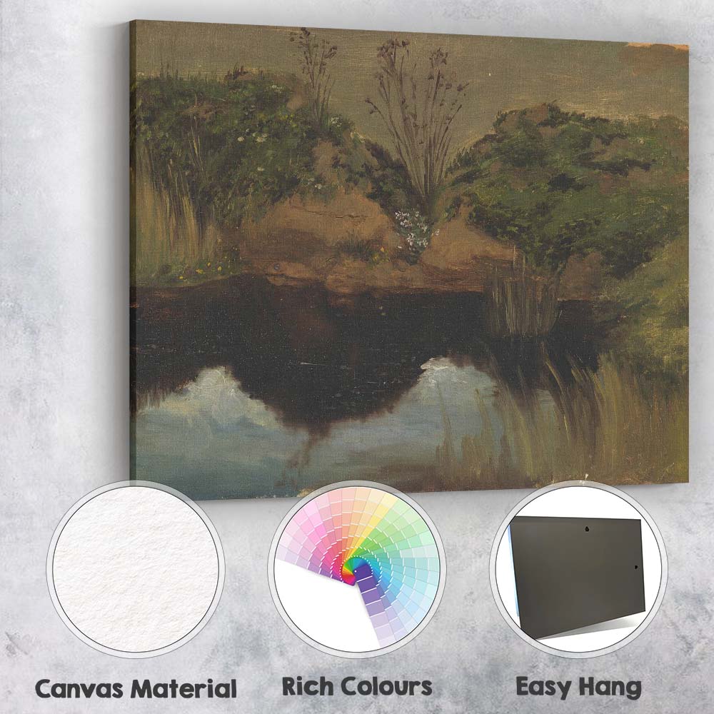 Impressionist Woodland Pond Landscape Nature Reflection Canvas Wall Art Print Decor Picture Ready to Hang