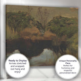 Impressionist Woodland Pond Landscape Nature Reflection Canvas Wall Art Print Decor Picture Ready to Hang