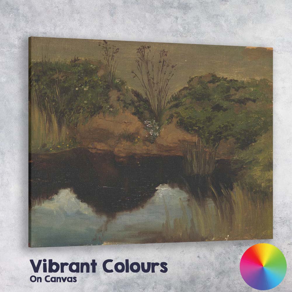Impressionist Woodland Pond Landscape Nature Reflection Canvas Wall Art Print Decor Picture Ready to Hang