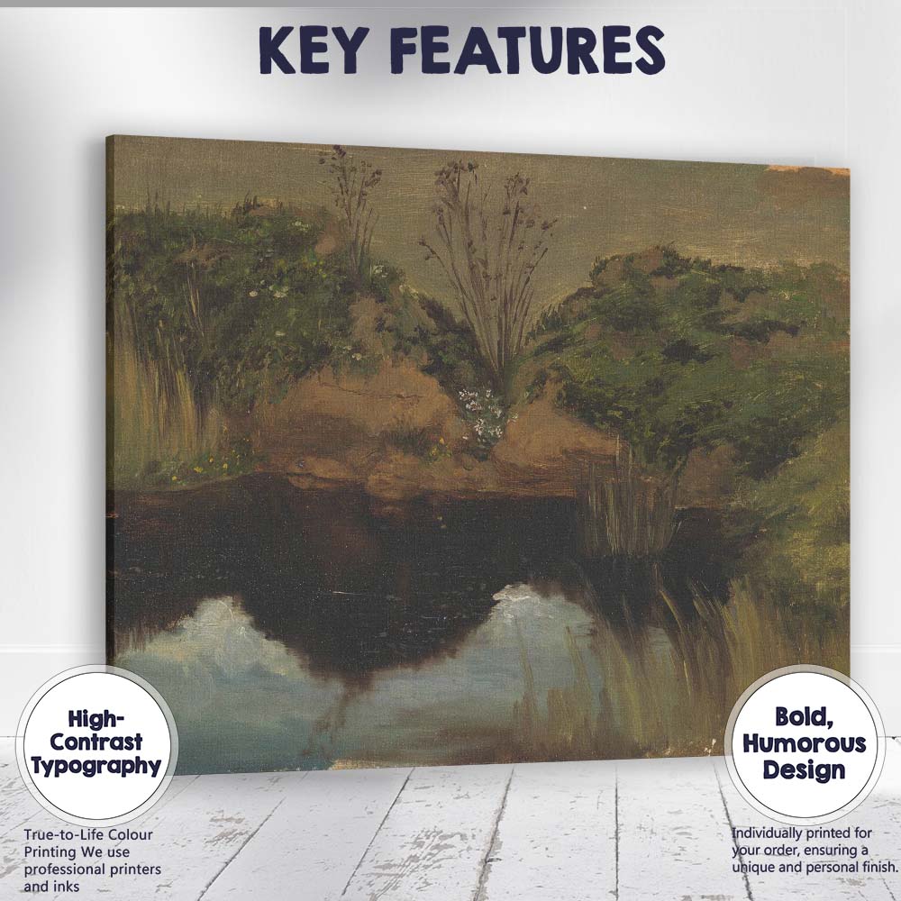 Impressionist Woodland Pond Landscape Nature Reflection Canvas Wall Art Print Decor Picture Ready to Hang