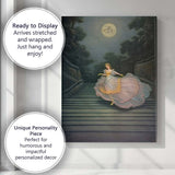 Moonlit Ballroom Princess Descending Grand Staircase Fantasy Canvas Wall Art Print Decor Picture Ready to Hang